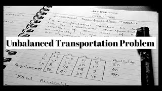 How To Solve Unbalanced Transportation Problem? Unbalanced Transportation Problem | MJPRU|