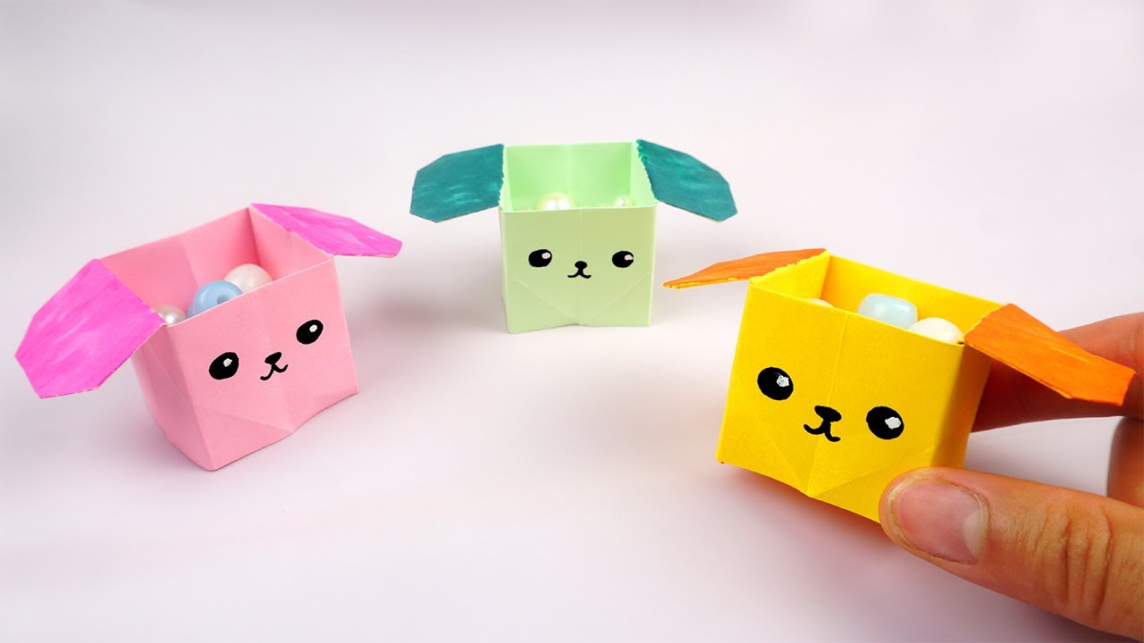 折り紙】 簡単 可愛い 犬の箱 折り方 / 折り紙 箱 簡単 - YouTube