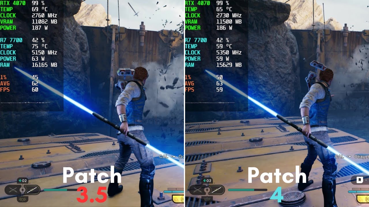 Star Wars Jedi Survivor: Patch 3.5 vs Patch 4 - RTX 4070 - YouTube