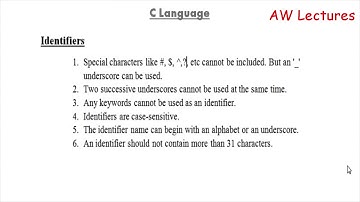 6. Keywords and Identifiers In C