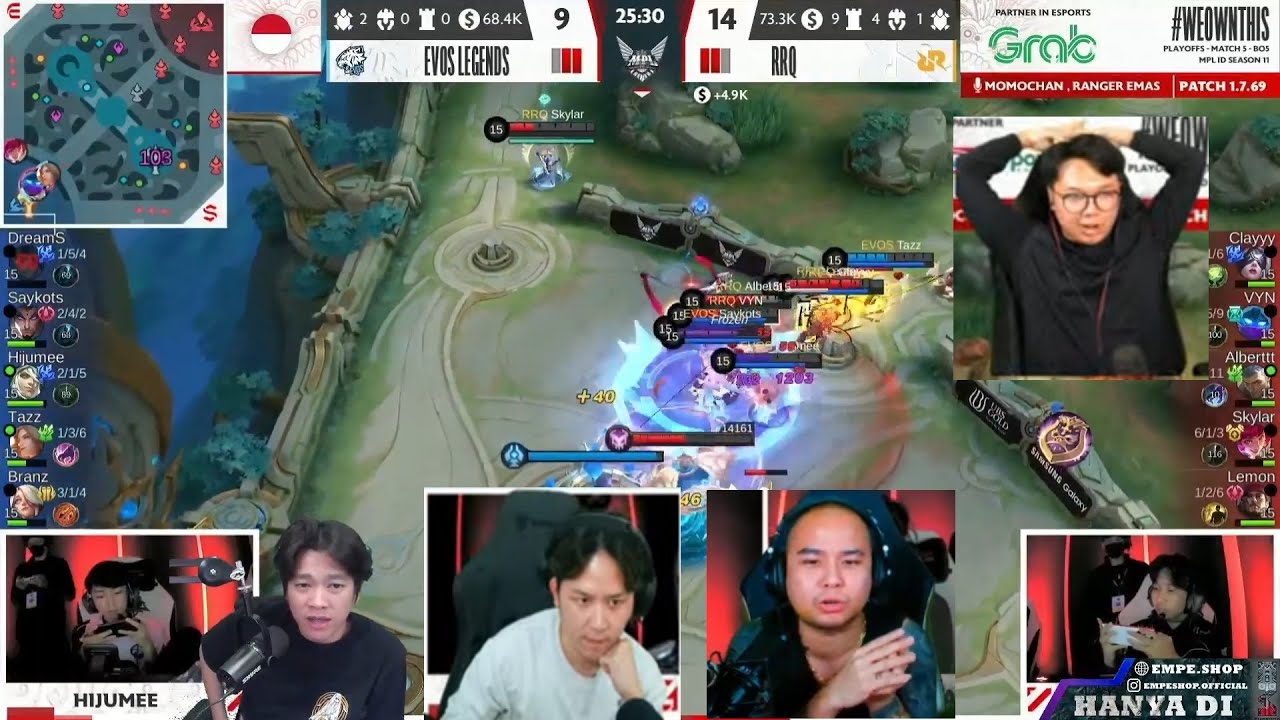 Reaksi 😯 Rekt, Marsha, Luminaire, Jonathan Liandi Evos Menang Comback Lawan RRQ 👑 MPL Play Off