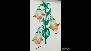 easy flower design by water color painting #shorts #drawing #flowers #art 🌺