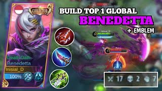 BENEDETTA BEST BUILD AND EMBLEM 2023 || AGGRESIVE ROTATION || FULL DAMAGE - MOBILE LEGENDS