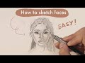 How to sketch a face for beginners real time tutorial