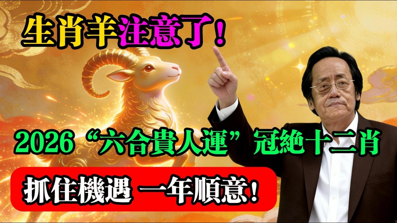 生肖羊注意了！2026你的“六合貴人運”冠絕十二肖，抓住機遇，一年順意！#屬羊運勢 #2026流年 #六合貴人 #生肖羊 #命理分析 #倪海廈 #人生轉運  #流年運勢 #易經 #國學智慧