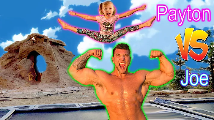 Payton the Gymnast VS Joe the GIANT! TRAMPOLINE CH...
