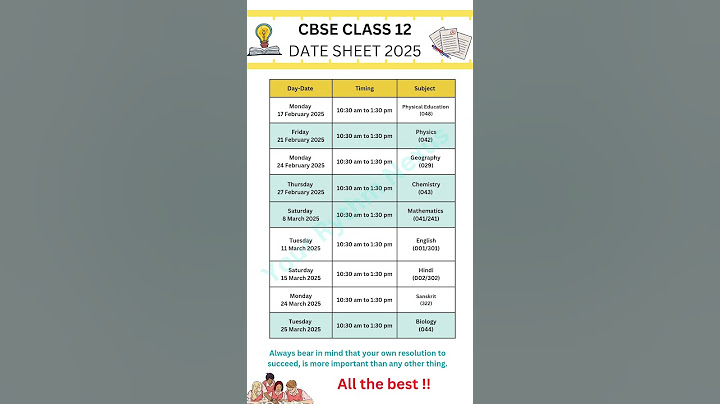 CBSE Class 12 Date Sheet 2025 | CBSE Board Exam Time Table 2025 | CBSE Class 12 Exam time table