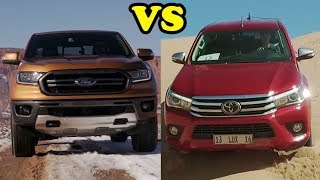 New ford ranger 2018 vs toyota hilux 2017 drive off-road pickup trucks
comparison video