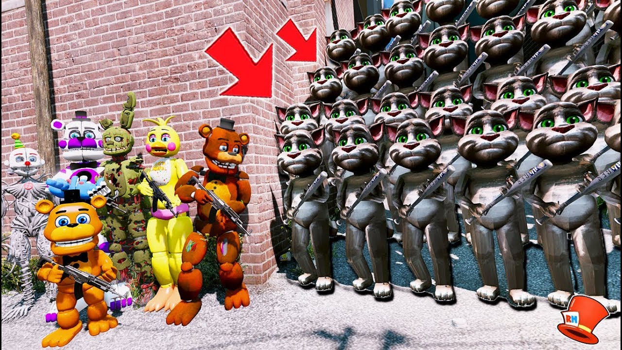 Download CAN THE ANIMATRONICS DEFEAT THE EVIL MY TALKING TOM 2 ARMY? (GTA 5 Mods FNAF RedHatter)