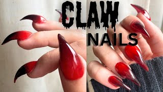 CLAW NAILS WITH NOVO OVO POLYGEL DUAL FORMS // BLACK & RED OMBRE NAIL ART
