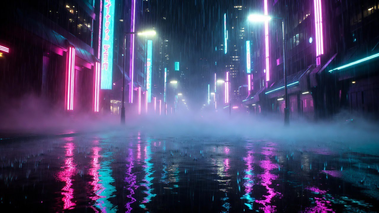 Neon Rain Ambience 🌧️ Rainy Cyberpunk City Streets Vol. 1