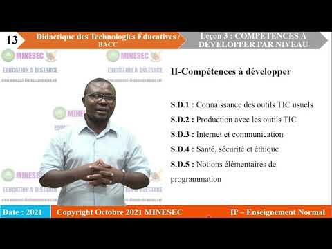 IP EN ENIBACC Didactique des technologies educative LEçON 03 COMPETENCE A DEVELOPPER PAR NIVEAU