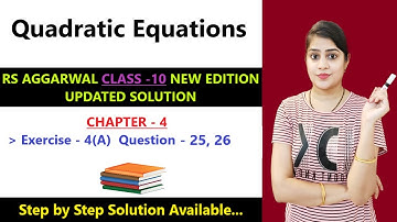 RS Aggarwal class 10 ex 4a q 25,26 page no 182 | ex 4a rs aggarwal class 10  #class10maths