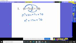 Algebra Chapter 9 Practice Test 2 #1-2