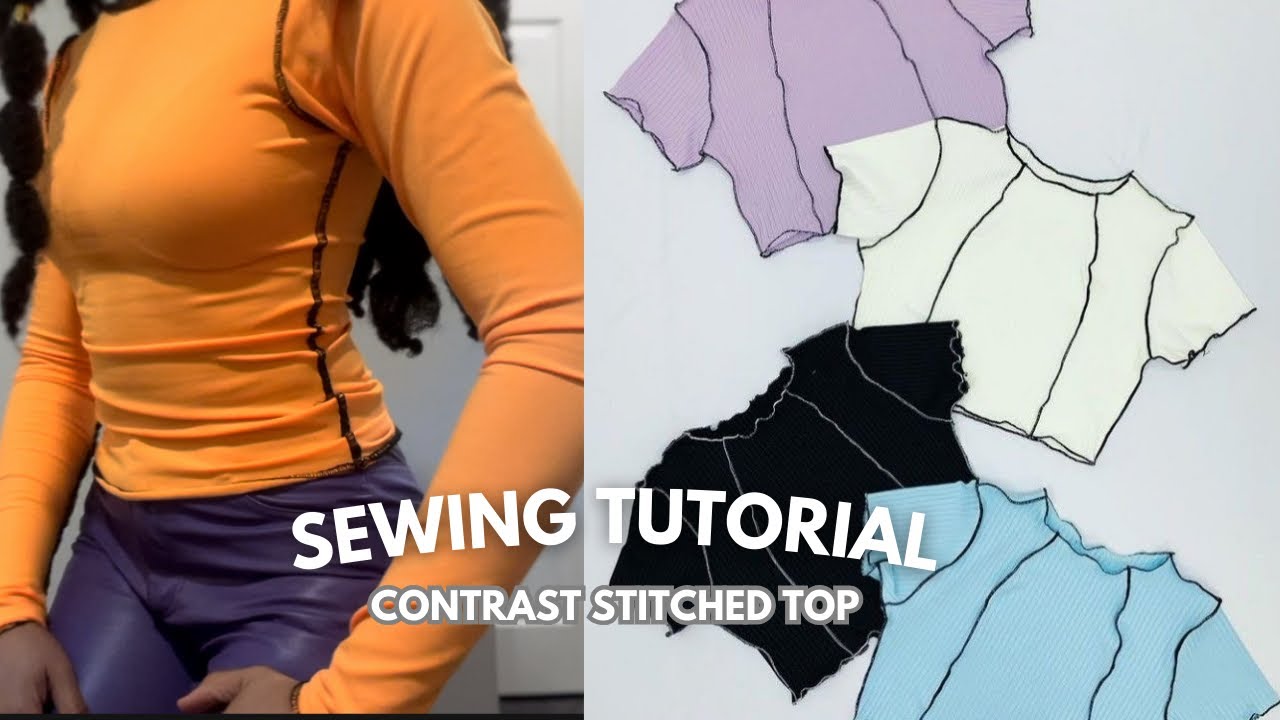 DIY: How to sew a top with contrast stitching (beginner friendly sewing tutorial)