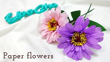 How to make zinnia flowers with paper crepe easy/DIY paper flower/real sound