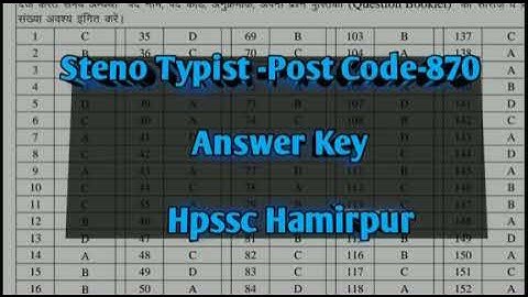 || Steno Typist Post Code 870  || Answer key Hpssc Hamirpur❤️🔥 #education