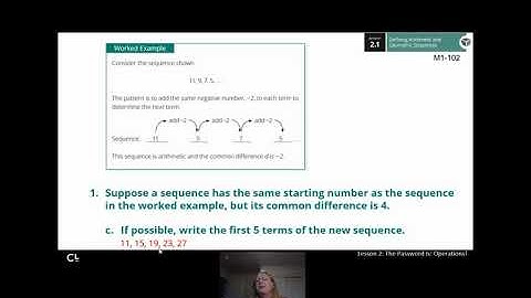 Integrated Math 1: M01 T02 L02 (Day 1) Arithmetic and Geometric Sequences