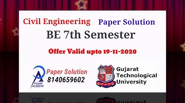 GTU Exam Winter 2020 I GTU BE 7th Civil Paper Solution | Applicable Till 19-11-2020 only