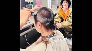 So Jungkook And Yoongi Were There When Jin Got His Head Shaved😭💜 #Jin #Yoongi #Jungkook #shorts