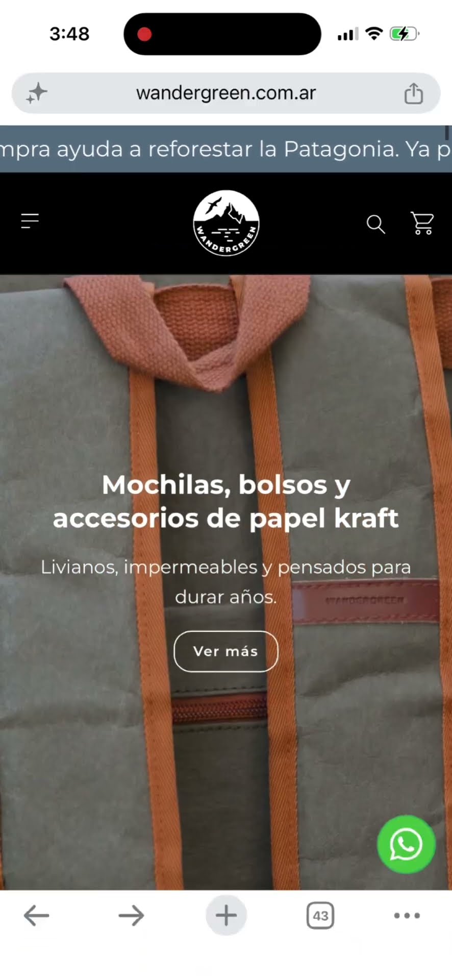 Tienda online de Wandergreen diseñada por Julieta Tiendas Online