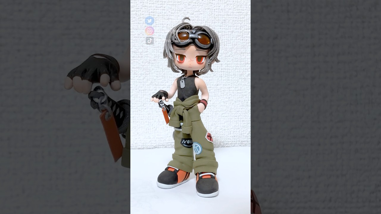 粘土と糸で「刀×ツナギ男子」作ってみた⚔️⚠️ #clay #figure