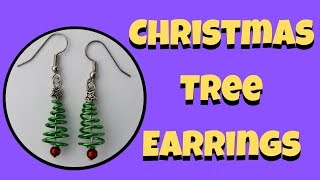 DIY Christmas tree earrings tutorial