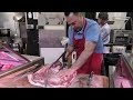 Great Meat Cutting Skills. London Butchers on the Street Markets. Street Food
