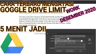 CARA MENGATASI GOOGLE DRIVE LIMIT ACCEES TERBARU DESEMBER 2020!! 5 MENIT LANGSUNG JADI!?