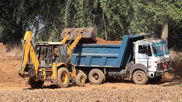 Kirlosker JCB Backhoe Going Mud Loading in Dump Truck || JCB and Truck