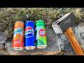 CRUSHING MIRINDA, PEPSI, 7UP BY HAMMER! - Experiment