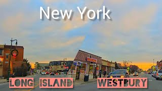 NYC DRIVING ON BEAUTIFUL SUNSET 🌇 LONG ISLAND NY FROM ROSLYN / WESTBURY. WINTER 2025