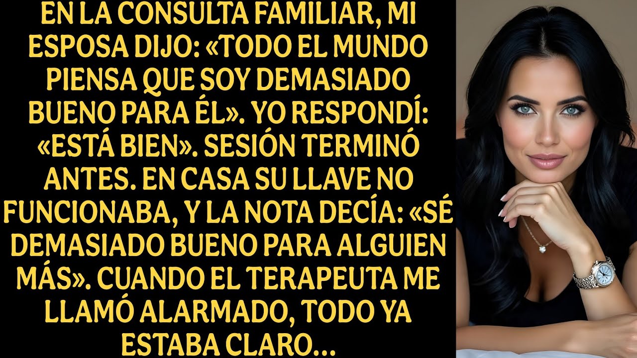 En la consulta familiar, mi esposa dijo: Todo el mundo piensa que soy demasiado bueno para él...