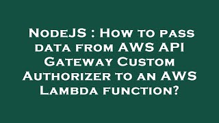 NodeJS : How to pass data from AWS API Gateway Custom Authorizer to an AWS Lambda function?