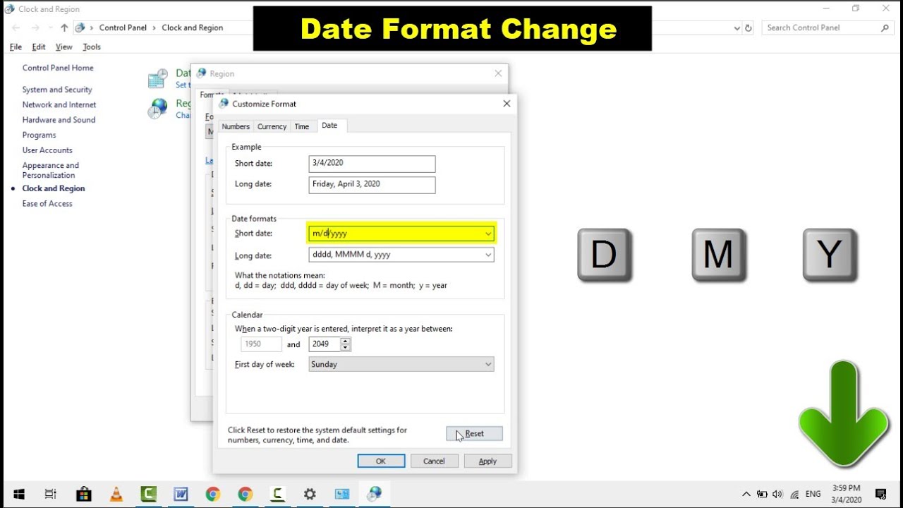 How to change Day, Month, Year Format on Windows 10 Taskbar YouTube