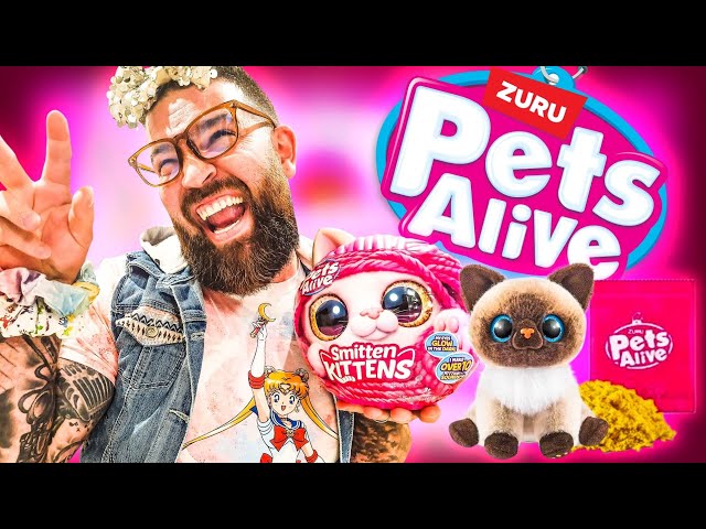 Pets Alive Smitten Kittens Surprise (Tabby Cat Ginger) by ZURU Nurture Play  Soft Toy Unboxing Adopt Interactive 10 Sounds