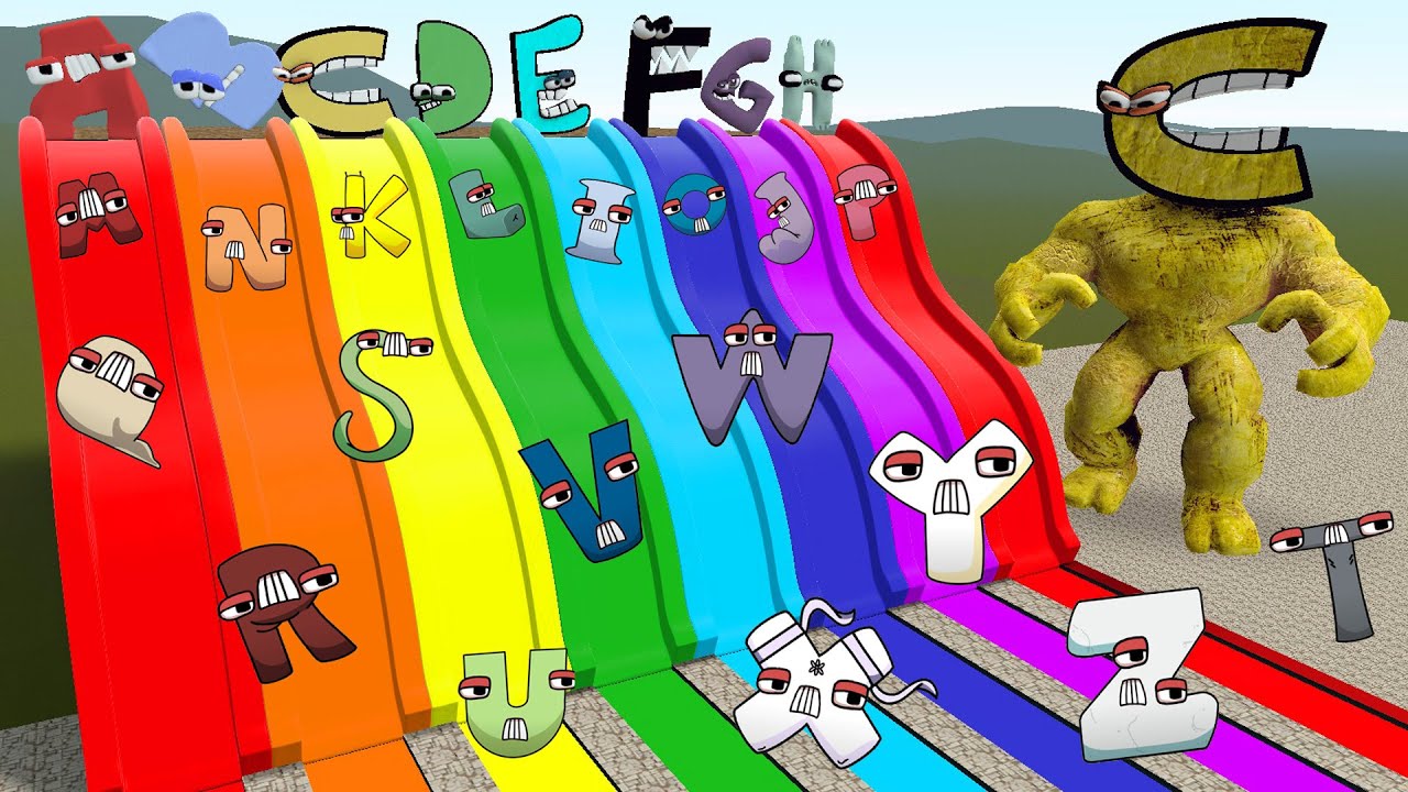 SPARTAN KICKING ALPHABET LORE FAMILY in RAINBOW SLIDE Garry's Mod