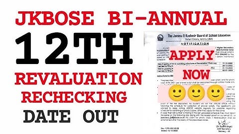 Jkbose 12th class Revaluation  Apply now