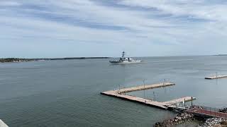The USS Bainbridge going through the Coleman Bridge