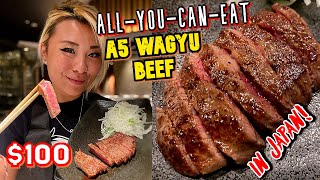 HOW MUCH A5 WAGYU BEEF CAN I EAT!?! AllYouCanEat A5 WAGYU BEEF for $100 in Japan!! #RainaisCrazy