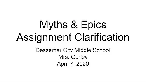 Myths & Epics Assignments