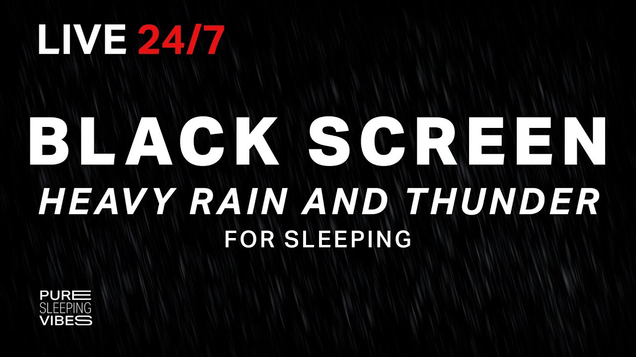 ⁣🔴 Heavy Rain and Thunder Sounds for Sleeping - Black Screen | Thunderstorm Sleep Sounds, Live Stream