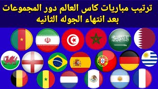 ترتيب مباريات كاس العالم قطر 2022 بعد انتهاء الجوله الثانيه من دور المجموعات