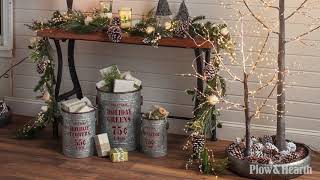 Vintage Style Holiday Galvanized Metal Buckets Set of 3