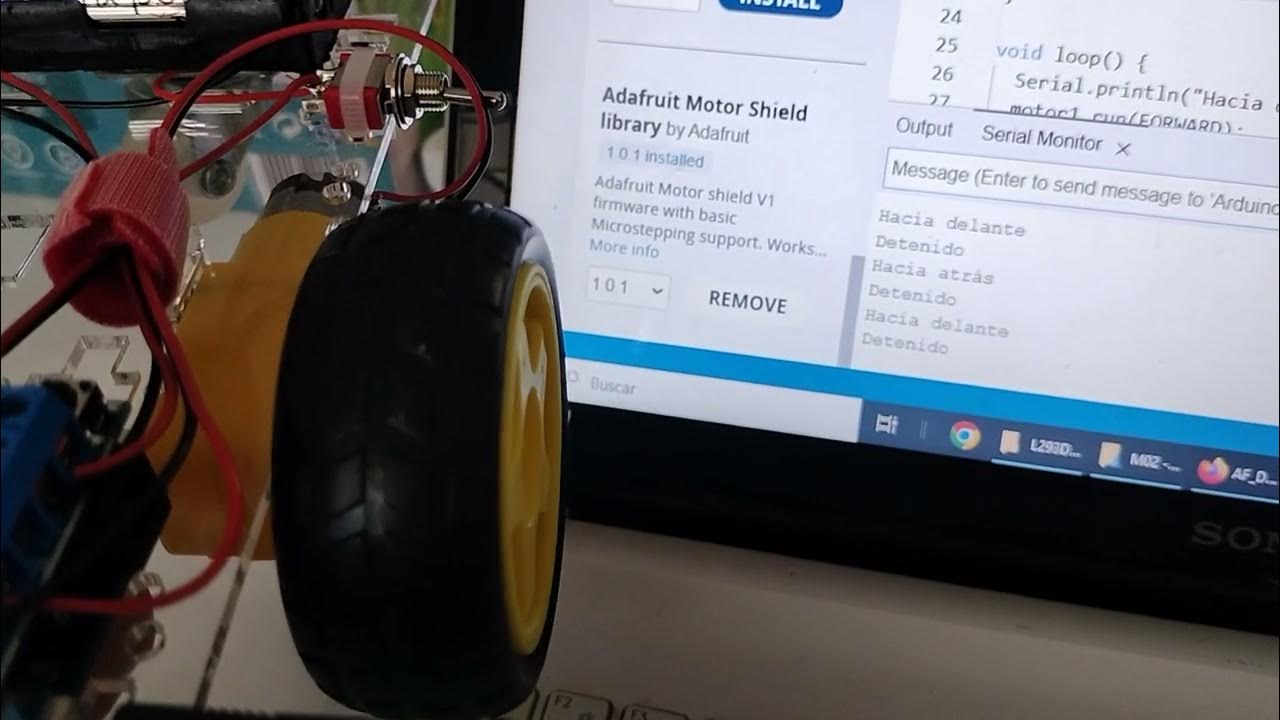 ARDUINO - Probando AdaFruit Motor Shield library - YouTube