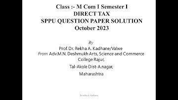 Direct Tax M Com I Semester I October 2023 SPPU Question Paper Solution