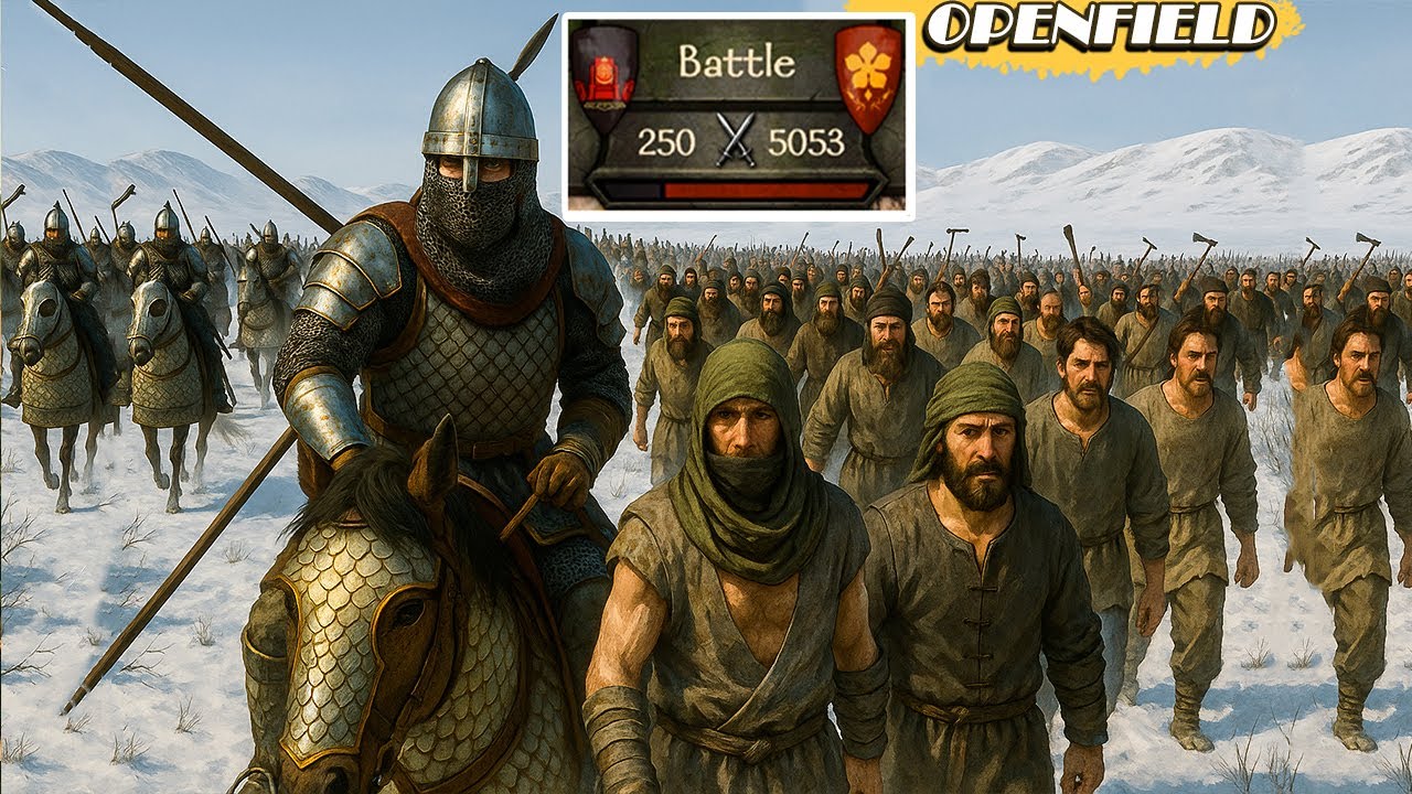 5000 Looters Vs 250 Warrior (Openfield) | Epic Battle | Mount & Blade 2 Bannerlord |1000 Battle Size