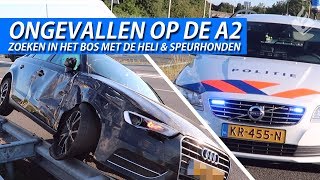 Koninklijke Marechaussee & Politie | Aanrijding op de A2 | Zoeken met de politiehelikopter