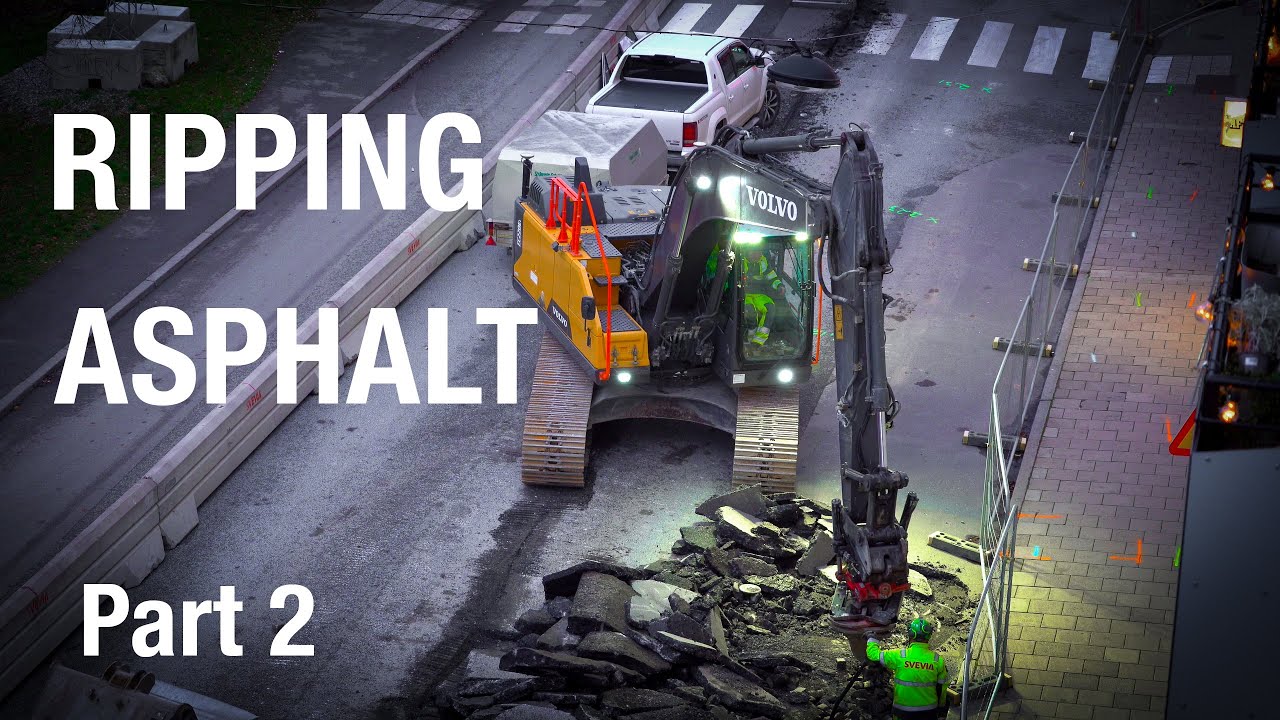 Ripping asphalt with a Volvo EC220EL excavator Part 2 - YouTube
