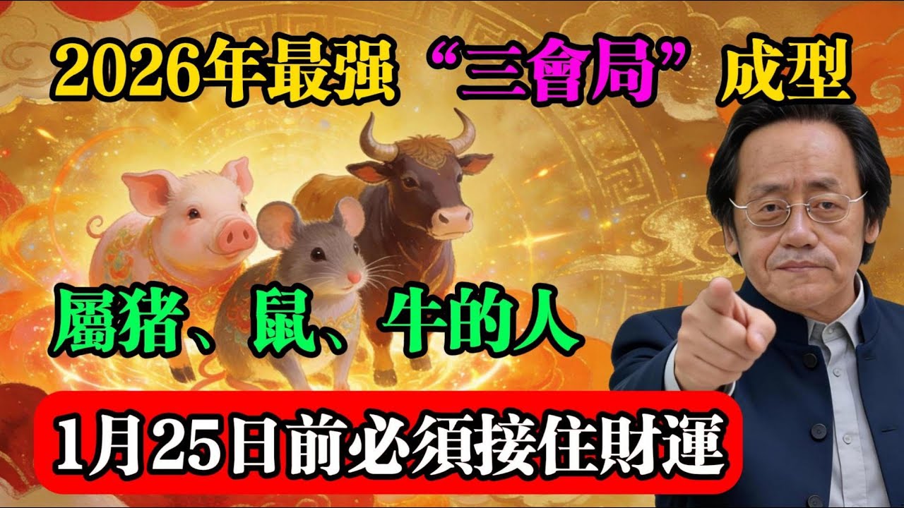 2026年最強“三會局”成型！屬豬、鼠、牛的人，1月25日前必須接住財運！